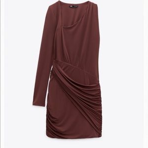 Cut Out Asymmetrical Dress Dark Brown